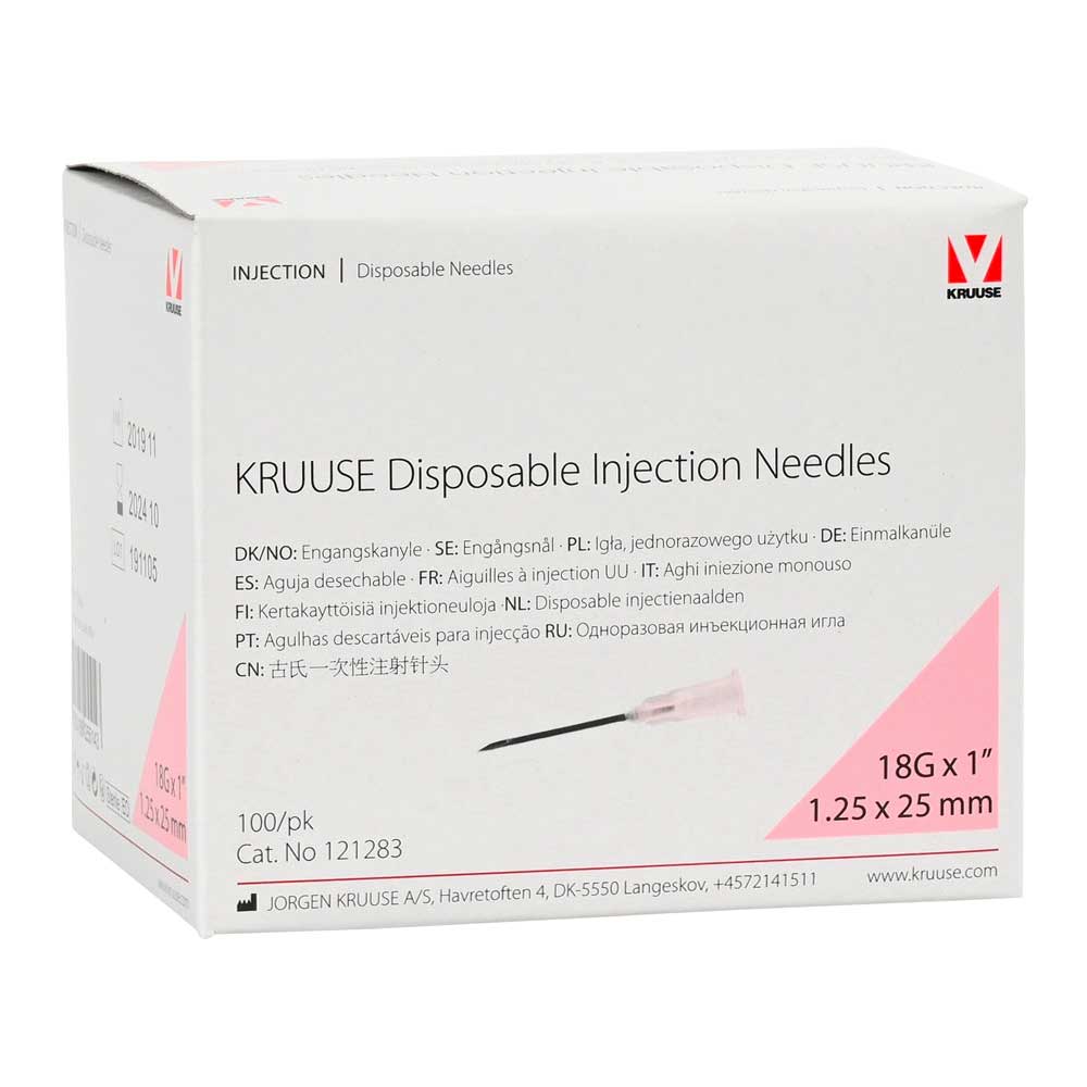 Kruuse Disposable Needles 18g Plastic Hub
