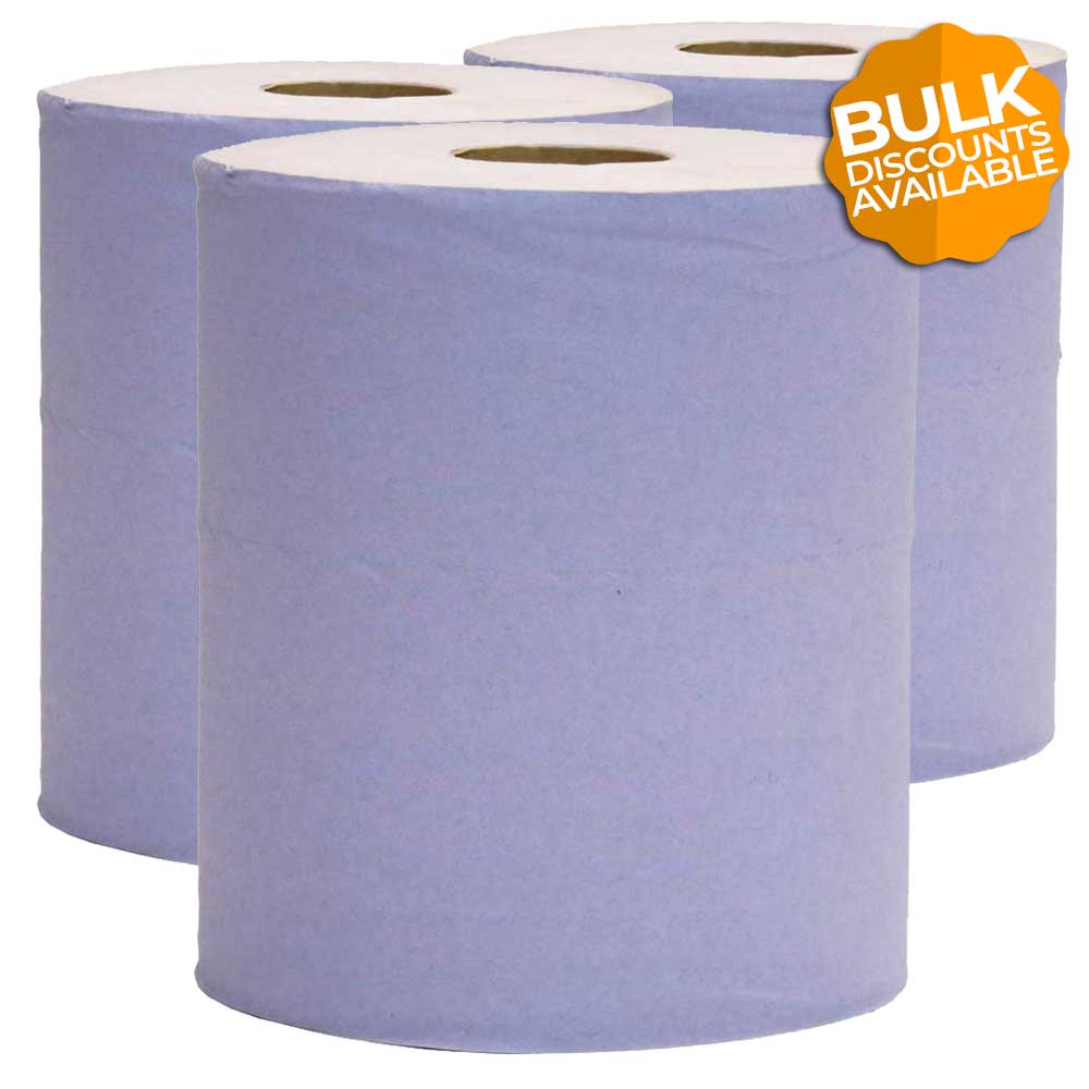 Blue Centrefeed Paper Rolls 3 Ply - 6 Pack
