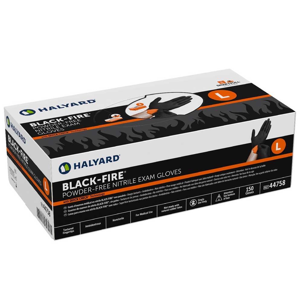 HALYARD Black-Fire Nitrile Examination Gloves - OUT OF DATE