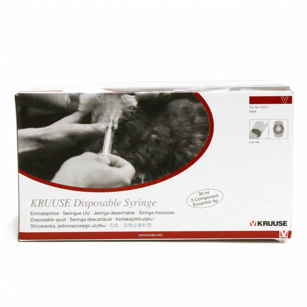 Kruuse Disposable 30ml Syringes Box side