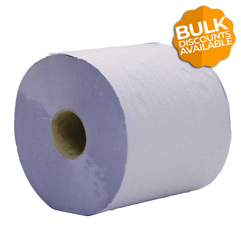 2 Ply Embossed Centrefeed Blue Wiper Roll Bulk