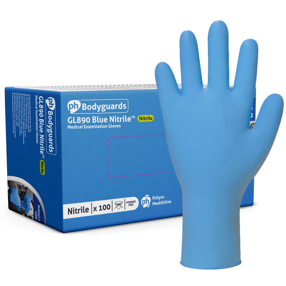 Blue Powder Free Examination Nitrile Gloves