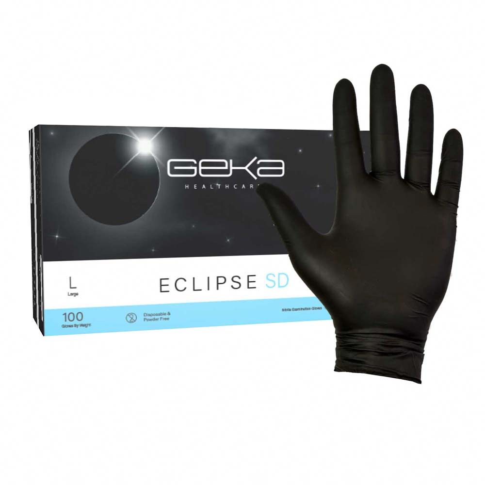 GEKA Eclipse SD Black Nitrile Gloves - Box of 100