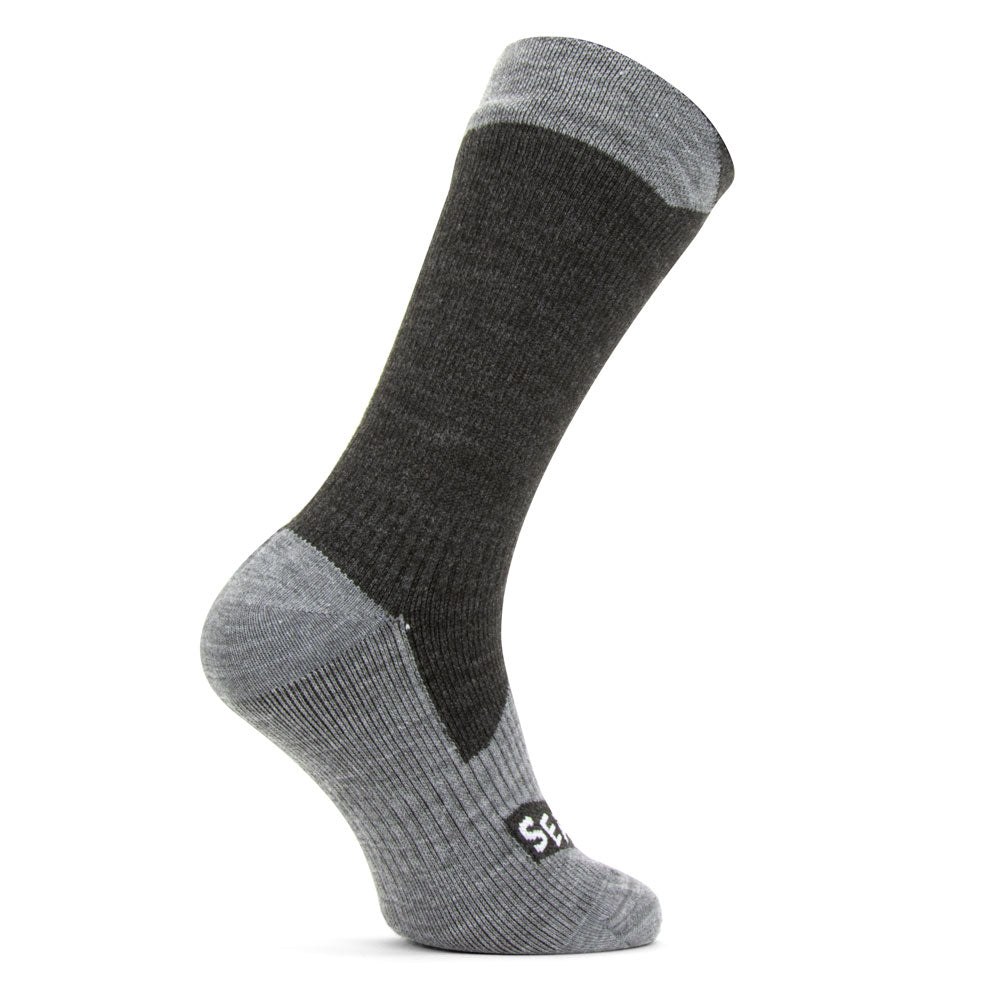 Sealskinz Waterproof Warm Weather Mid Length Sock - Black & Grey Marl
