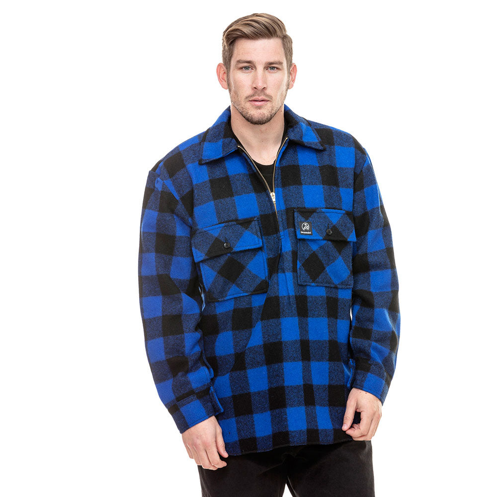 Swanndri Ranger Quarter Zip Bush Shirt Blue