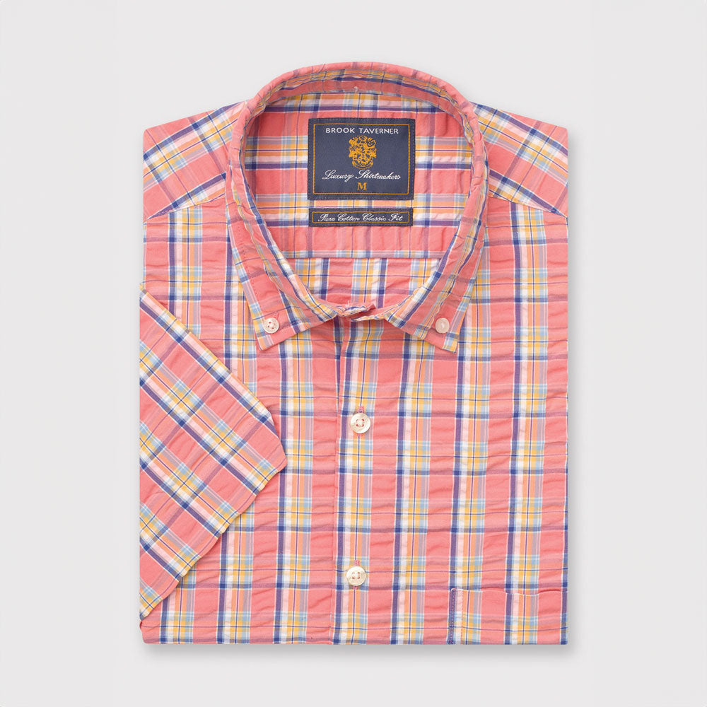 Brook Taverner Classic fit Shirt Coral Check