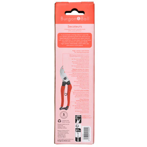 Burgon & Ball Collectors Red Bypass Secateurs