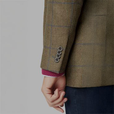 Brook Taverner Breedon Pure New Wool Check Jacket cuff