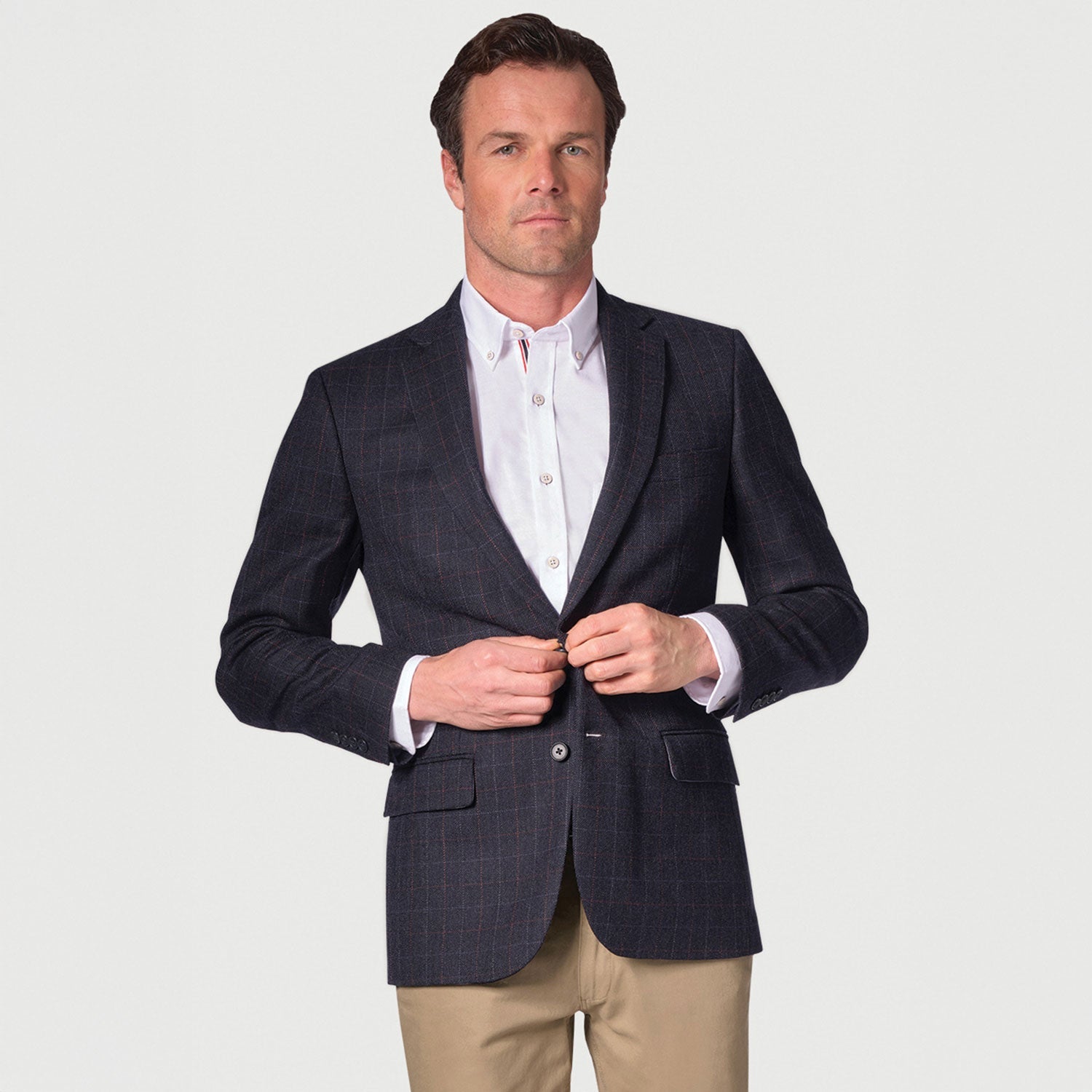 Brook Taverner Camberley Navy Pure New Wool Check 2