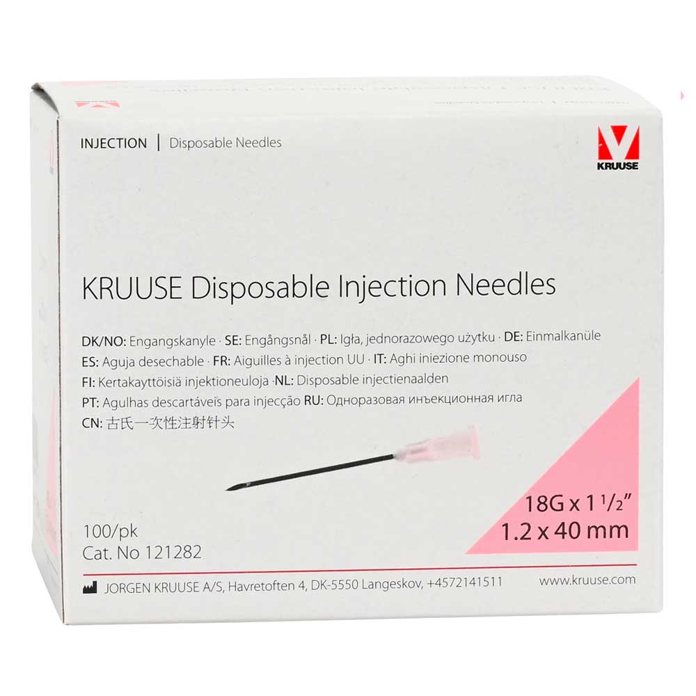 Kruuse Disposable Needles 18g Plastic Hub
