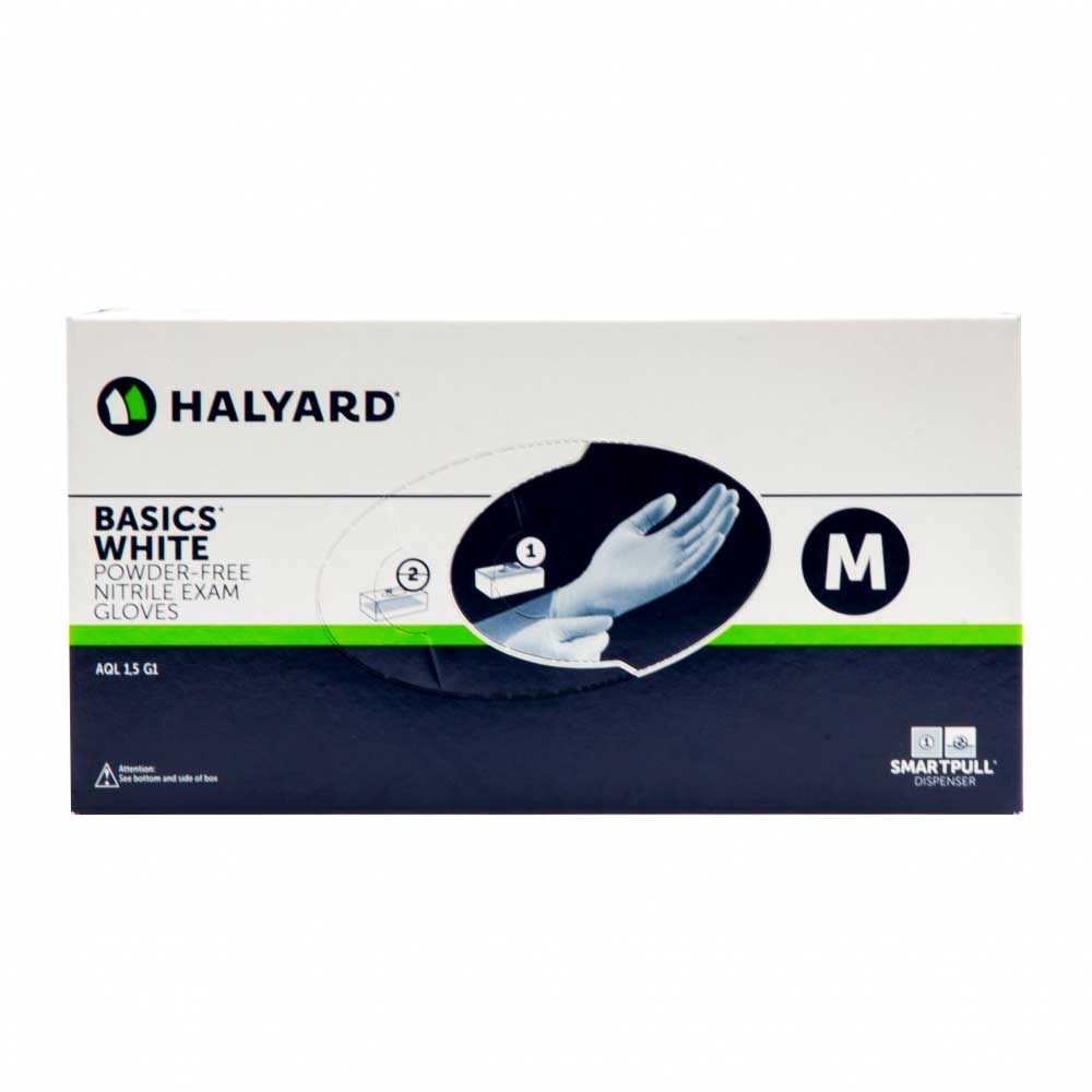 HALYARD BASICS White Nitrile Examination Gloves Box
