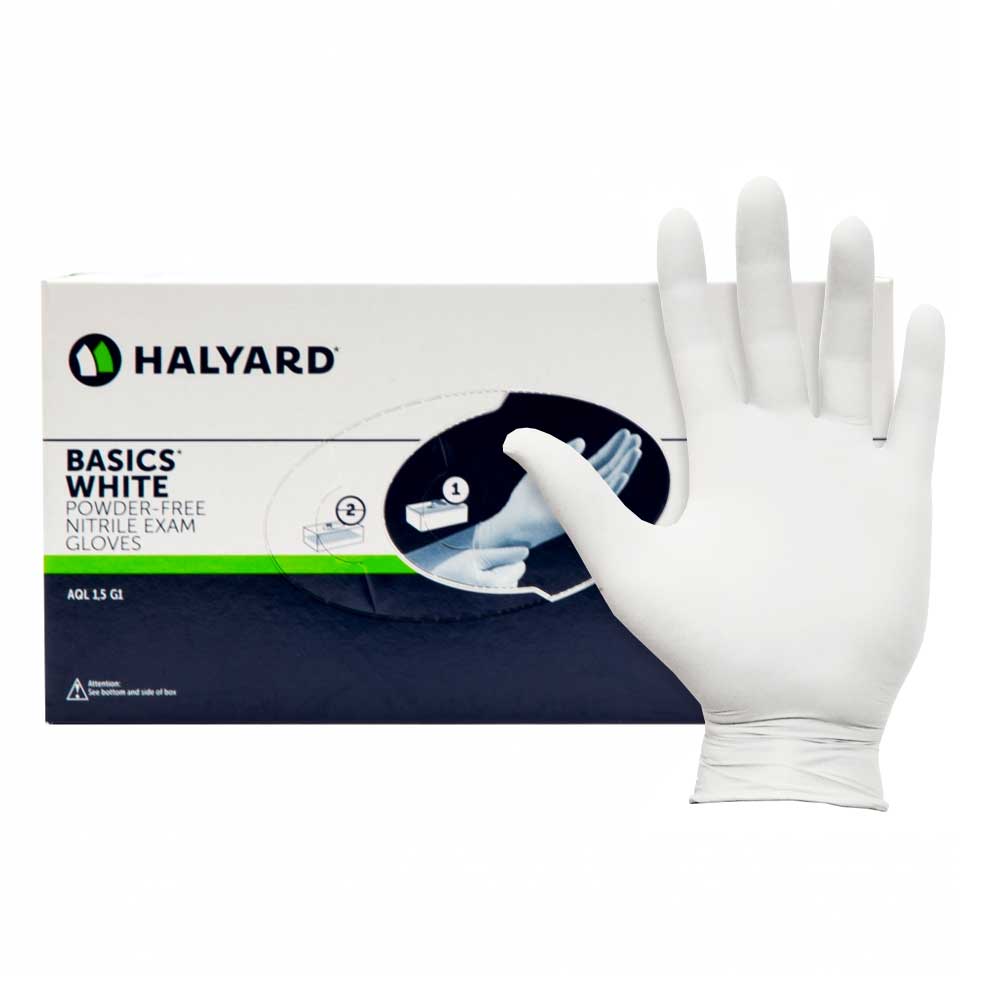HALYARD BASICS White Nitrile Examination Gloves