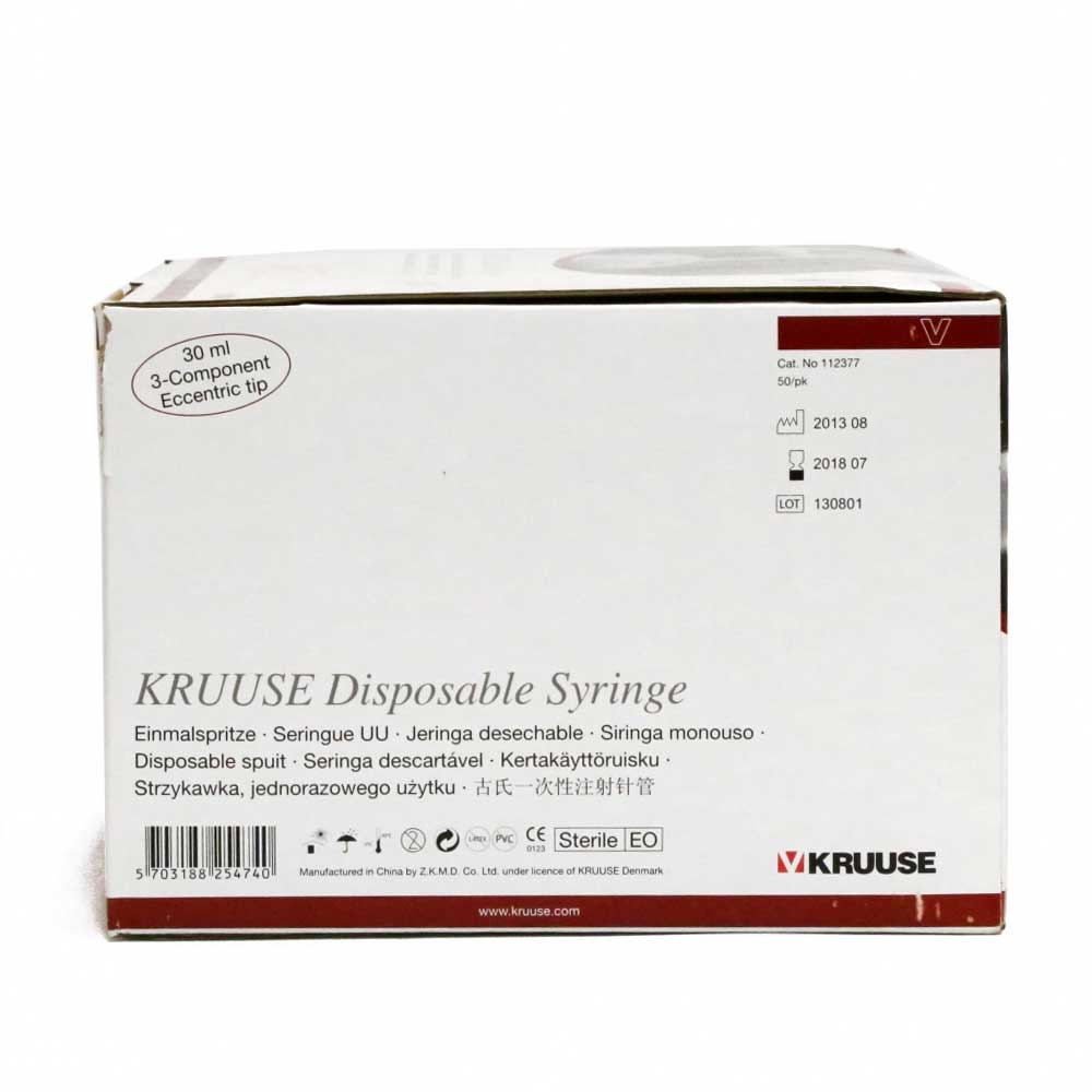Kruuse Disposable 30ml Syringes Box