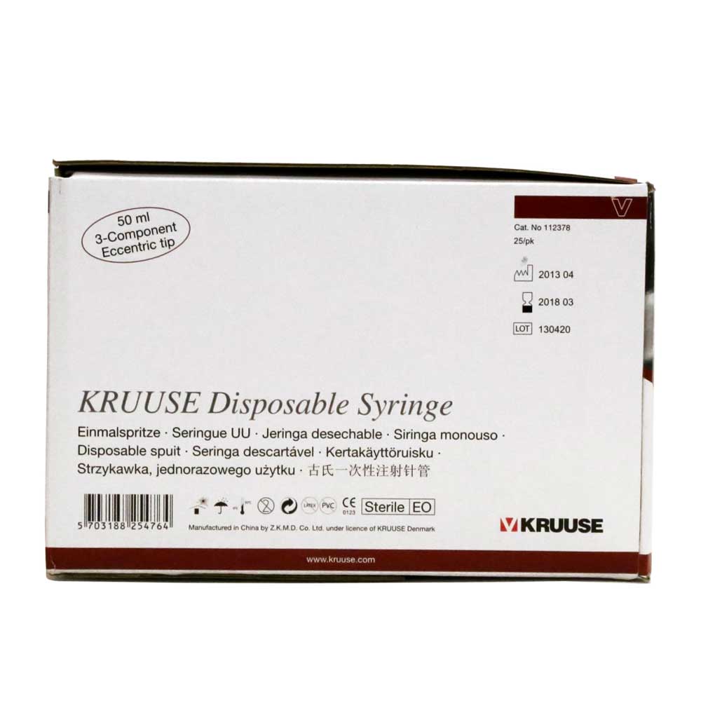 Disposable 50ml Syringes Box side