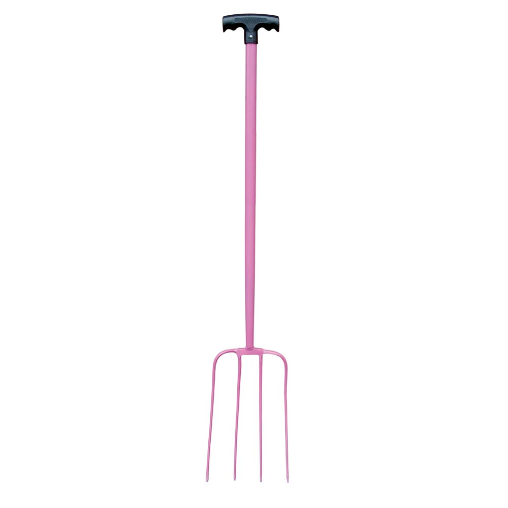 Metal Tubular Fork T Handle 4 Prong Pink