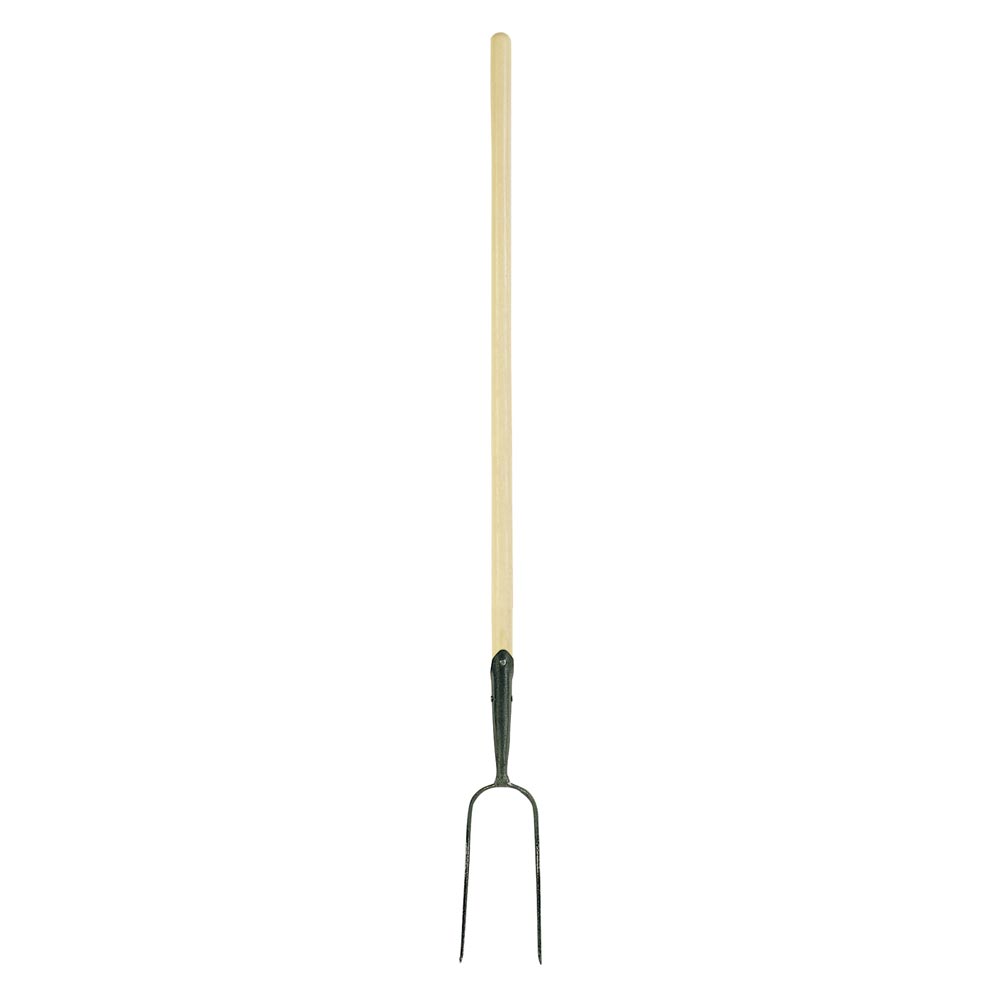 Wooden Long Handle Hay Fork 2 Prong Strapped