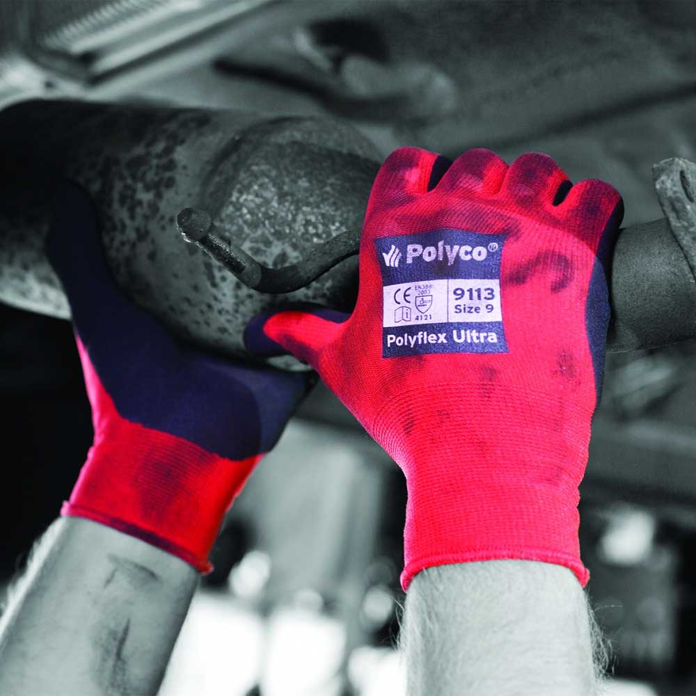 Polyco Polyflex Ultra Work Gloves working on car