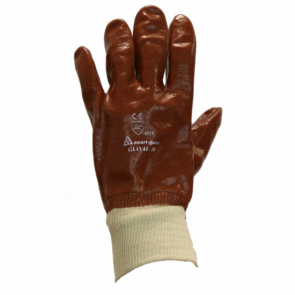 PVC Knitwrist Safety Gloves in Red
